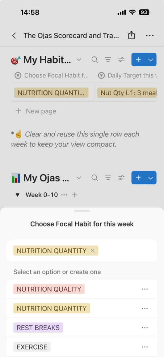 Mobile/App view Mobile screen displaying a weekly meal plan with options to select ingredients and quantities.